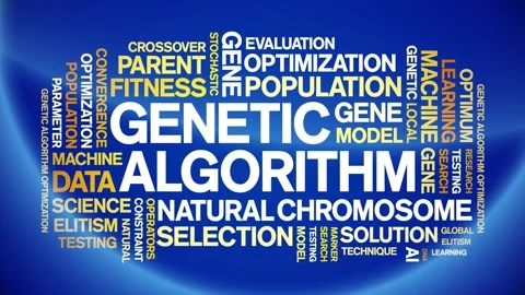 Genetic Algorithm animated word cloud,animation tag kinetic typography loop. Video stock 293761441