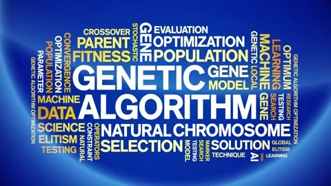 Genetic Algorithm animated word cloud,animation tag kinetic typography loop. Video stock 293761513