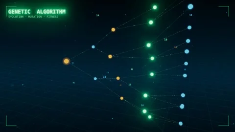 Genetic algorithm generation mutation tree Stock Footage 339995880