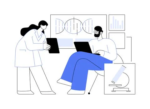 Genetic analysis software abstract concept vector illustration. Ilustração Stock