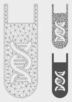 Genetic Analysis Test-Tube Vector Mesh 2D Model and Triangle Mosaic Icon 스톡 일러스트
