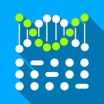 Genetic Binary Code Flat Long Shadow Square Icon Stock Illustration