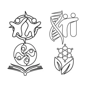 Genetic book leaf Commitment Teamwork Together Outline Logo 库存插图