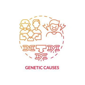 Genetic causes red gradient concept icon Stock Illustration