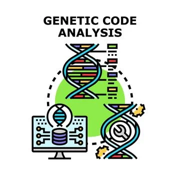 Genetic code analysis and genome sequencing research Stockillustratie