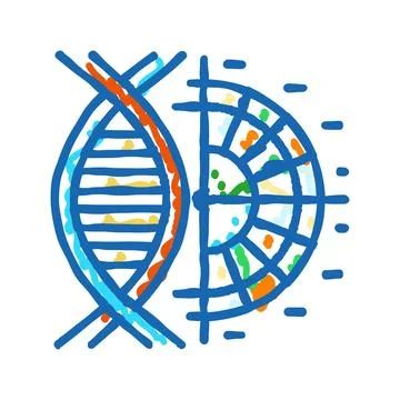 Genetic code biochemistry icon doodle illustration Stock Illustration