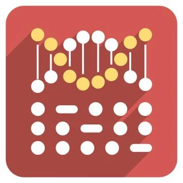 Genetic Code Flat Rounded Square Icon with Long Shadow Illustrazione stock