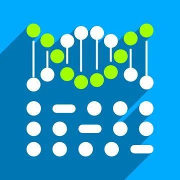 Genetic Code Flat Square Icon with Long Shadow イラスト素材
