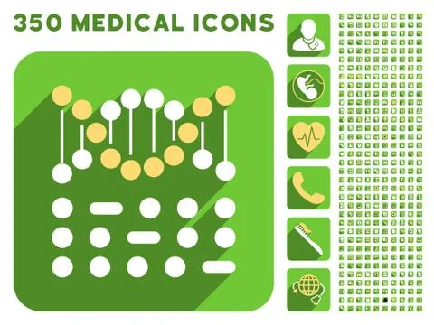 Genetic Code Icon and Medical Longshadow Icon Set イラスト素材