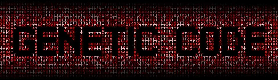 Genetic Code text on DNA genetic code background illustration Stock Illustration