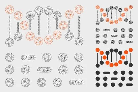Genetic Code Vector Mesh 2D Model and Triangle Mosaic Icon Illustrazione stock