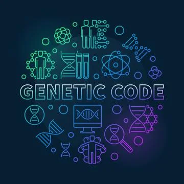 Genetic Code vector round colored outline illustration Illustrazione stock