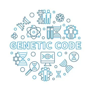 Genetic Code vector round illustration in thin line style イラスト素材