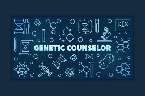 Genetic Counselor vector blue linear banner or illustration Stock Illustration