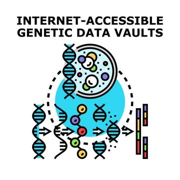 Genetic data vault concept storing digital dna information Stock Illustration