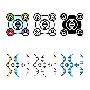 Genetic diversity cryptogenetics color icon vector types Stock Illustration