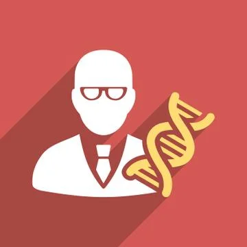 Genetic Engineer Flat Long Shadow Square Icon イラスト素材