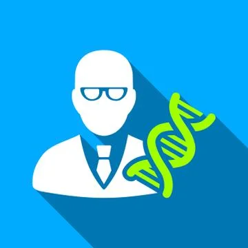 Genetic Engineer Flat Long Shadow Square Icon イラスト素材
