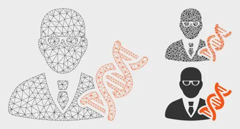 Genetic Engineer Vector Mesh Wire Frame Model and Triangle Mosaic Icon イラスト素材