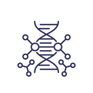Genetic engineering and dna modification line icon Stock Illustration