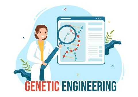Genetic Engineering and DNA Modifications Illustration with Genetics Resear.. Stock Illustration