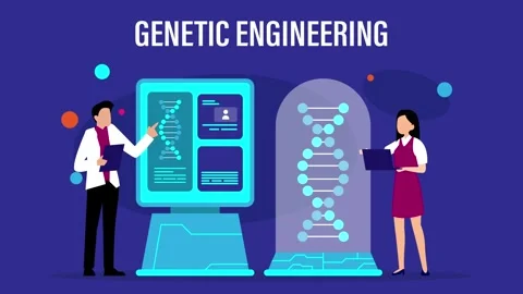 Genetic Engineering and DNA Research Concept cartoon animation Stock Footage 337954727