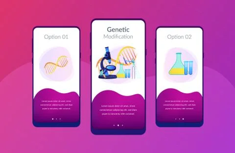 Genetic engineering app interface template. Illustrazione stock