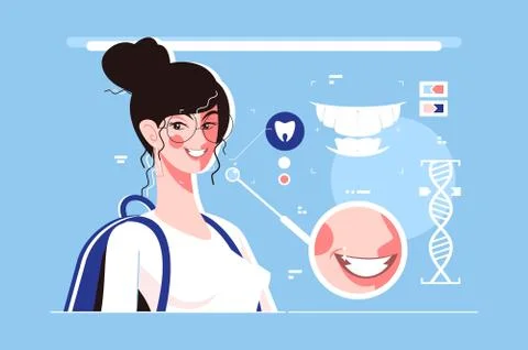 Genetic engineering of beautiful teeth Stock-Illustration