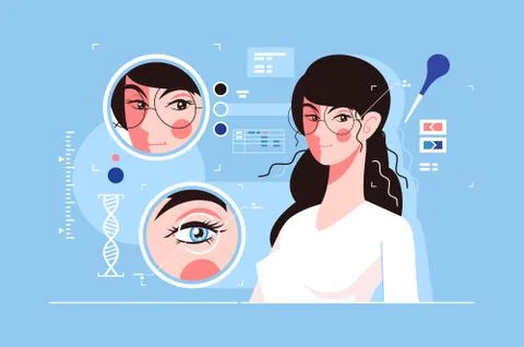 Genetic engineering of charming eyes Stock Illustration