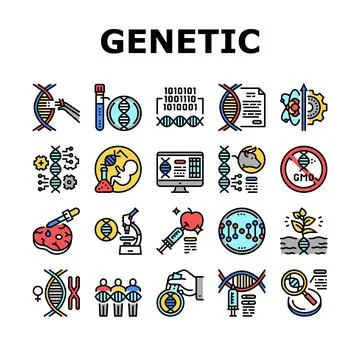 Genetic Engineering Collection Icons Set Vector Illustration 스톡 일러스트