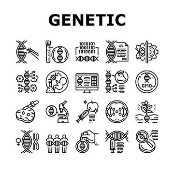 Genetic Engineering Collection Icons Set Vector Illustration Illustrazione stock