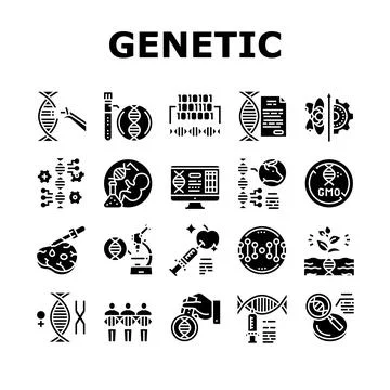 Genetic Engineering Collection Icons Set Vector Illustration イラスト素材