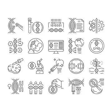 Genetic Engineering Collection Icons Set Vector Illustration . Illustrazione stock