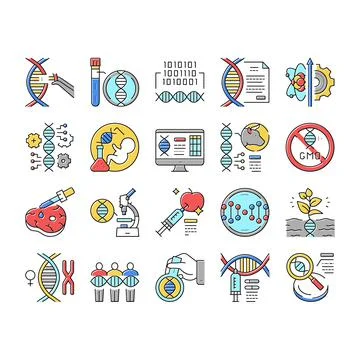 Genetic Engineering Collection Icons Set Vector Illustration . Illustrazione stock