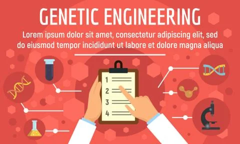 Genetic engineering concept banner, flat style Stock Illustration