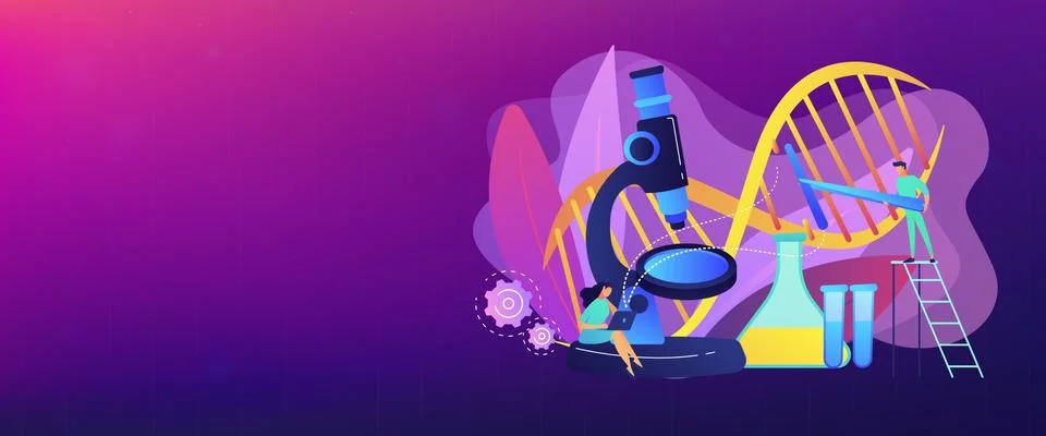 Genetic engineering concept banner header. Illustrazione stock
