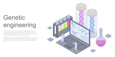 Genetic engineering concept banner, isometric style Illustrazione stock
