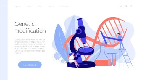 Genetic engineering concept landing page. Stockillustratie