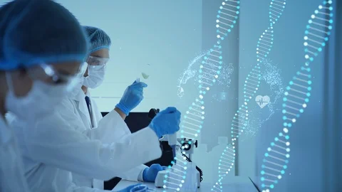 Genetic engineering concept. Medical science. Scientific Laboratory. Stock Footage 125168537