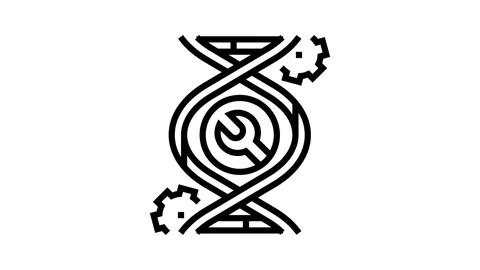 Genetic engineering cryptogenetics line icon animation Stockbeeldmateriaal 326130388