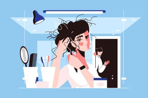 Genetic engineering female with non wavy hair Stock Illustration