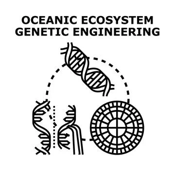Genetic engineering manipulating oceanic ecosystem dna structure Stock Illustration