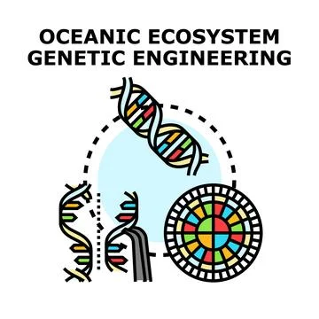 Genetic engineering manipulating oceanic ecosystem dna structure Stock Illustration