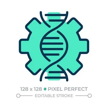 Genetic engineering pixel perfect line color icon Stock Illustration