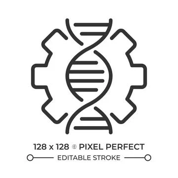 Genetic engineering pixel perfect simple line icon Stock Illustration