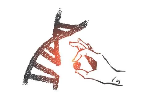 Genetic engineering science concept sketch. Hand drawn isolated vector Stock Illustration