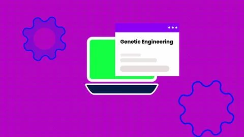 Genetic Engineering text isolated digital technology notification message p.. Stock-Illustration