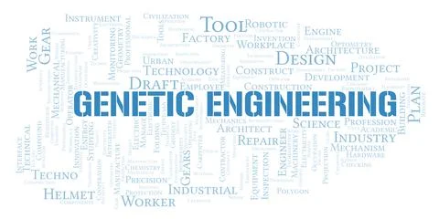 Genetic Engineering typography word cloud create with the text only Stock Illustration