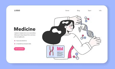Genetic engineering web banner or landing page. Innovative medicine 스톡 일러스트