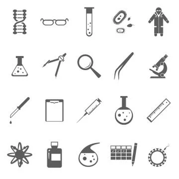 Genetic gray icons Stock Illustration